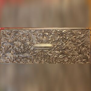 Vintage Godinger silver-plated ornate floral jewelry box
